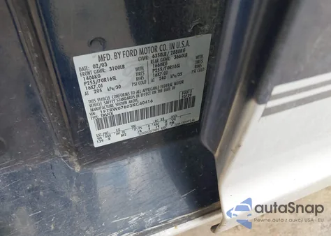 2003 Ford F-150 Lariat/Xlt from USA, damaged, VIN 1FTRW07603KC40416